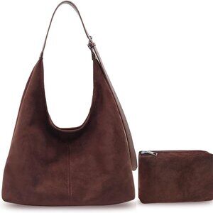 Brown Suede Tote Bag Women Large Capacity Adjustable Strap Crossbody